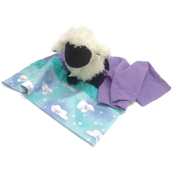 Novelty Pillowcase Bundle: Sleepy Lamb Print with Cozy Soft Plush Curly Lamb - Picture 2 of 4